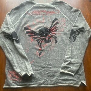 Y2K Ed Hardy Wool Knit Sweatshirt Size XL